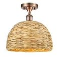 thumbnail image 1 of Innovations Lighting 516-1C-AC-RBD-12-NAT Woven Rattan 12" Wide Semi-Flush Ceiling Fixture, 1 of 2