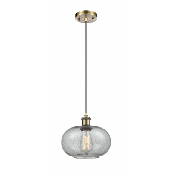516-1P-AB-G247 Innovations Lighting Gorham - 1 Light Cord Hung Mini Pendant In Industrial Style-11 Inches Tall and 9.5 Inches Wide-Antique Brass