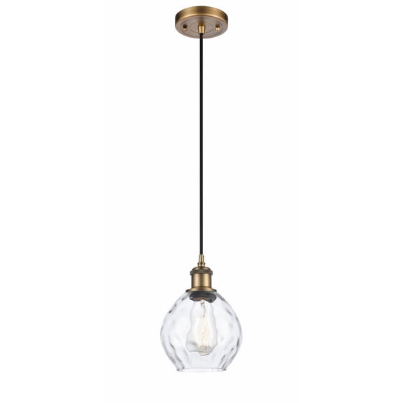 516-1P-BB-G362 Innovations Lighting Waverly - 1 Light Cord Hung Mini Pendant In Industrial Style-9 Inches Tall and 6 Inches Wide-Brushed Brass