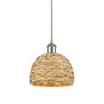 thumbnail image 1 of Innovations Lighting 516-1P-SN-RBD-8-NAT Woven Rattan 8" Wide Mini Pendant - Satin Nickel, 1 of 2