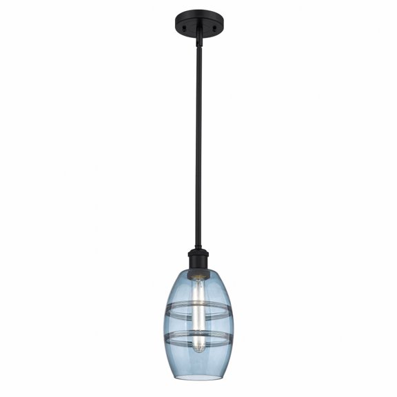 516-1S-BK-G557-6BL Innovations Lighting Vaz - 1 Light Stem Hung Mini Pendant In Industrial Style-8.13 Inches Tall and 5.88 Inches Wide-Matte Black