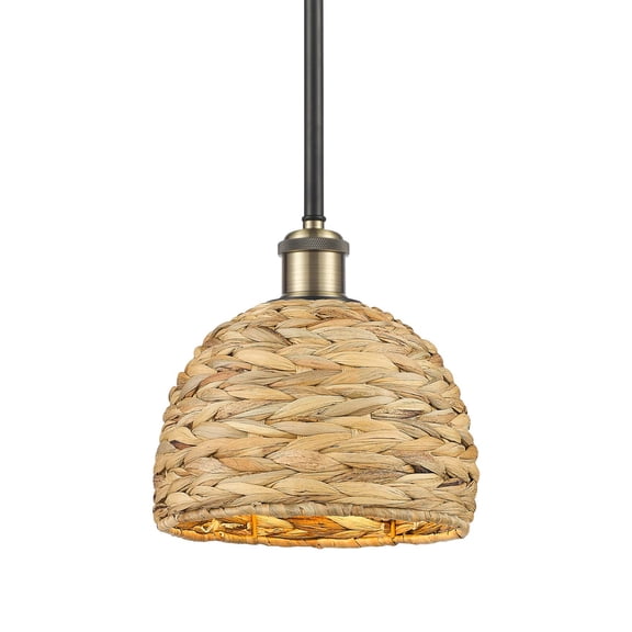 Innovations Lighting 516-1S-9-8 Woven Rattan Pendant Woven Rattan 8" Wide Mini Pendant -