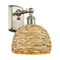 thumbnail image 1 of Innovations Lighting 516-1W-SN-RBD-8-NAT Woven Rattan 12" Tall Wall Sconce - Satin Nickel, 1 of 7