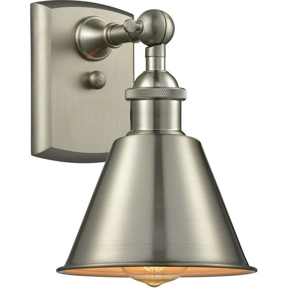 516-1W-SN-M8-Innovations Lighting-Ballston Cone-1 Light Wall Sconce-7 Inches Wide by 10.5 Inches High