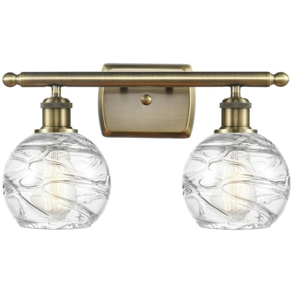Innovations Lighting Athens Deco Swirl 2 Light 16" Bath Vanity Light Antique Brass