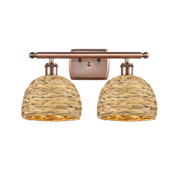 Innovations Lighting 516-2W-AC-RBD-8-NAT Woven Rattan 2 Light 18" Wide Vanity Light -