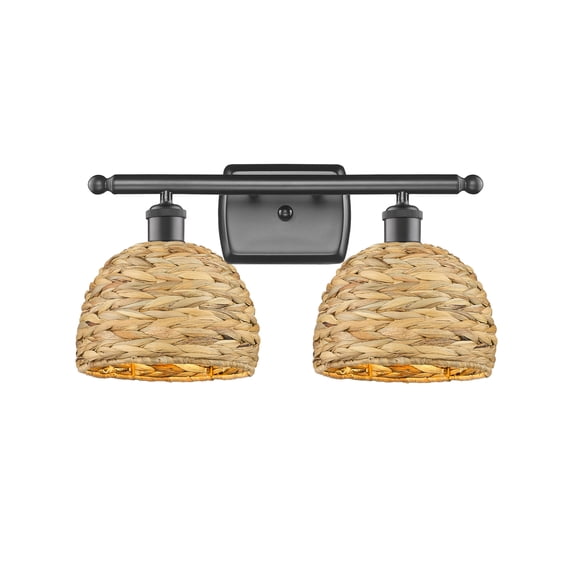 Innovations Lighting 516-2W-OB-RBD-8-NAT Woven Rattan 2 Light 18" Wide Vanity Light -
