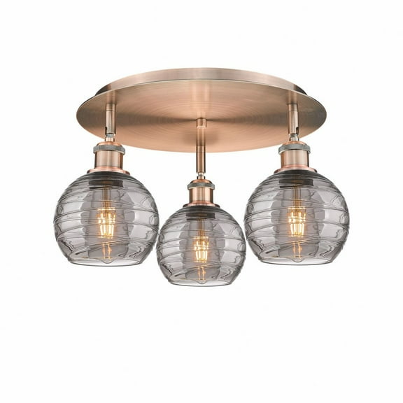 Innovations Lighting - Athens Deco Swirl - 3 Light Flush Mount In Industrial