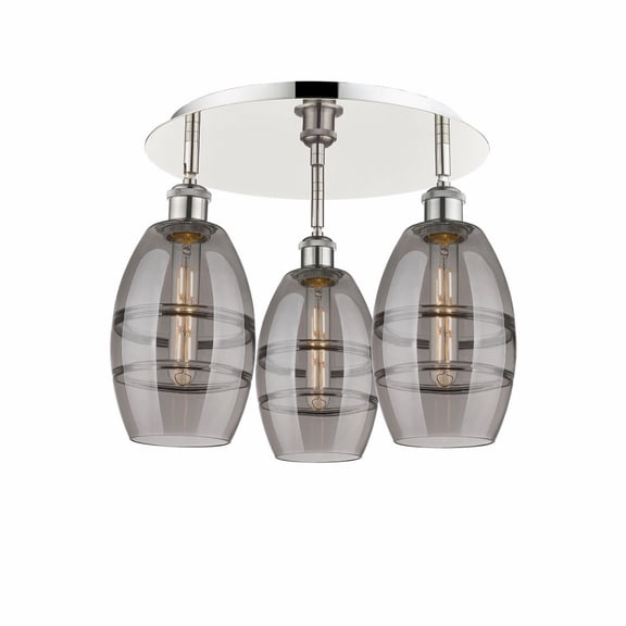 516-3C-PN-G557-6SM-Innovations Lighting-Vaz - 3 Light Flush Mount In Industrial Style-9.13 Inches Tall and 17.63 Inches Wide-Polished Nickel