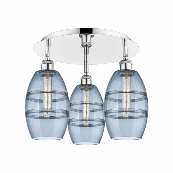 516-3C-PC-G557-6BL-Innovations Lighting-Vaz - 3 Light Flush Mount In Industrial Style-9.13 Inches Tall and 17.63 Inches Wide-Polished Chrome