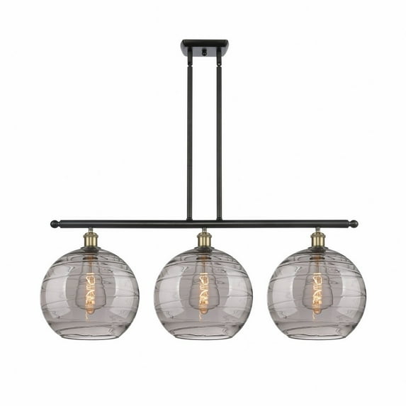 516-3I-BAB-G1213-12SM-Innovations Lighting-Athens Deco Swirl - 3 Light Stem Hung Island In Industrial Style-13.88 Inches Tall and 38.5 Inches