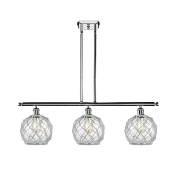 516-3I-PC-G122-8RW Innovations Lighting Farmhouse Rope - 3 Light Island In Industrial Style-11 Inches Tall and 36 Inches Wide-Polished Chrome