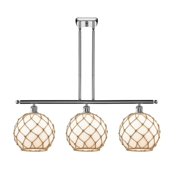 516-3I-PC-G121-10RB Innovations Lighting Farmhouse Rope - 3 Light Island In Industrial Style-13 Inches Tall and 36 Inches Wide-Polished Chrome