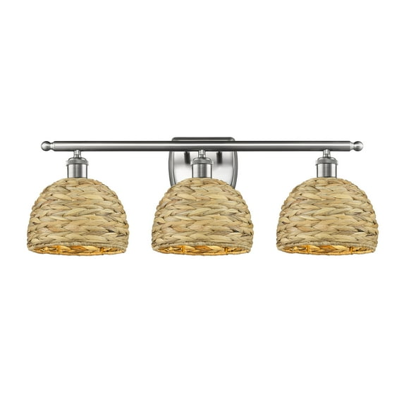 Innovations Lighting 516-3W-12-28 Woven Rattan Vanity Woven Rattan 3 Light 28" Wide Vanity