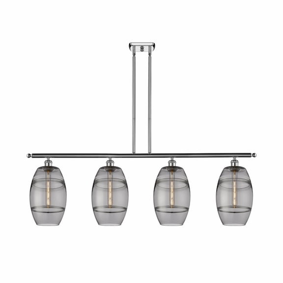 516-4I-PC-G557-8SM Innovations Lighting Vaz - 4 Light Stem Hung Island In Industrial Style-10.38 Inches Tall and 48 Inches Wide-Polished Chrome