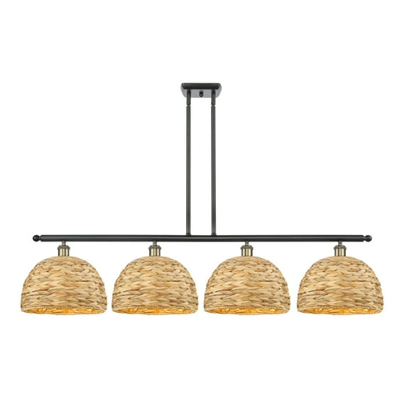 Innovations Lighting 516-4I-BAB-RBD-12-NAT Woven Rattan 4 Light 50" Wide Linear Pendant -