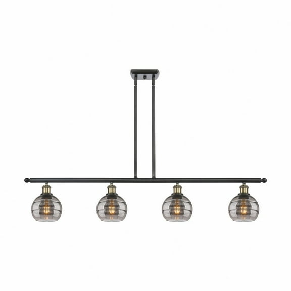 516-4I-BAB-G556-6SM Innovations Lighting Rochester - 4 Light Stem Hung Island In Industrial Style-8.38 Inches Tall and 48 Inches Wide-Black Antique
