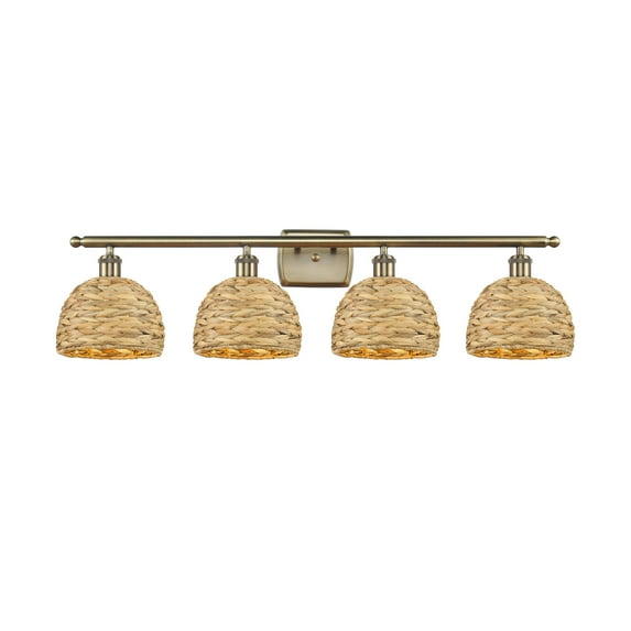 Innovations Lighting 516-4W-12-38 Woven Rattan Vanity Woven Rattan 4 Light 38" Wide Vanity