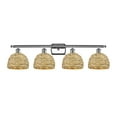 thumbnail image 1 of Innovations Lighting 516-4W-12-38 Woven Rattan Vanity Woven Rattan 4 Light 38" Wide Vanity, 1 of 7
