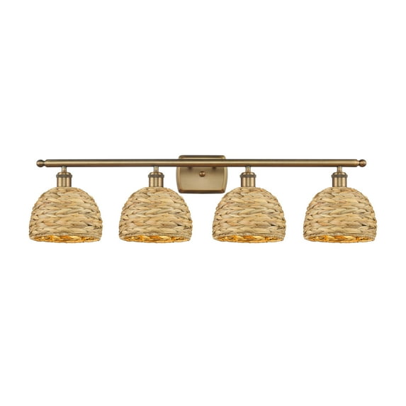 Innovations Lighting 516-4W-BB-RBD-8-NAT Woven Rattan 4 Light 38" Wide Vanity Light -