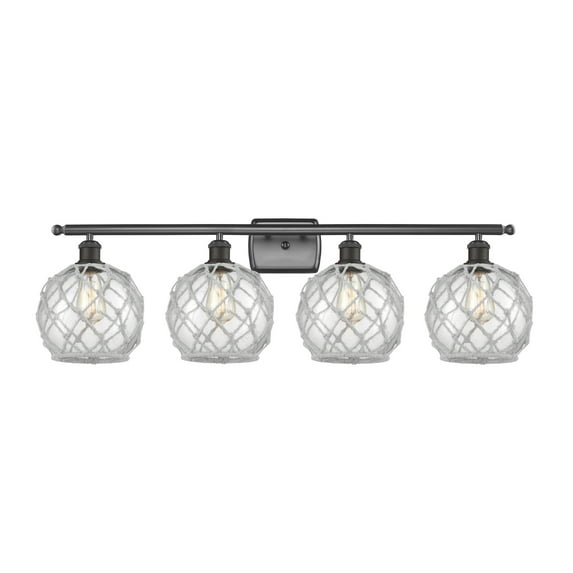 Innovations Lighting 516-4W-OB-G122-8RW Farmhouse Rope 4 Light 36" Wide Bathroom Vanity