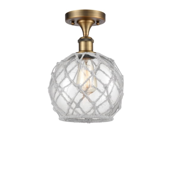Innovations Lighting 516-1C-BB-G122-8RW Farmhouse Rope 8" Wide Semi-Flush Ceiling Fixture