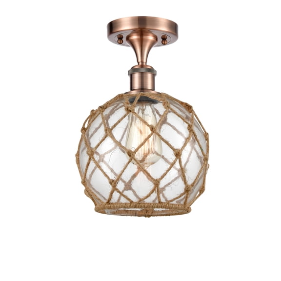 Innovations Lighting 516-1C-AC-G122-8RB Farmhouse Rope 8" Wide Semi-Flush Ceiling Fixture