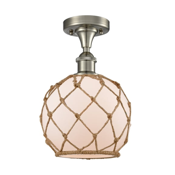 Innovations Lighting 516-1C-SN-G121-8RB Farmhouse Rope 8" Wide Semi-Flush Ceiling Fixture