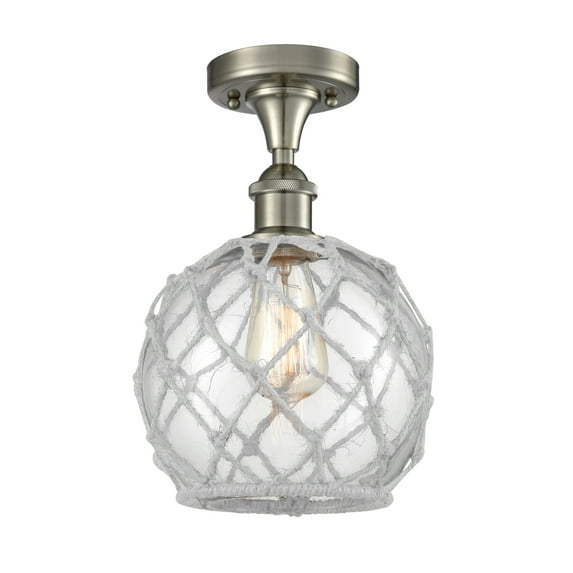 Innovations Lighting 516-1C-SN-G122-8RW Farmhouse Rope 8" Wide Semi-Flush Ceiling Fixture
