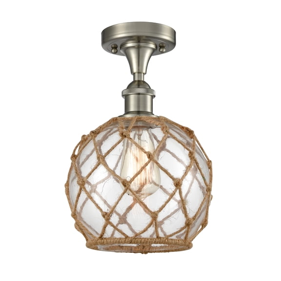 Innovations Lighting 516-1C-SN-G122-8RB Farmhouse Rope 8" Wide Semi-Flush Ceiling Fixture