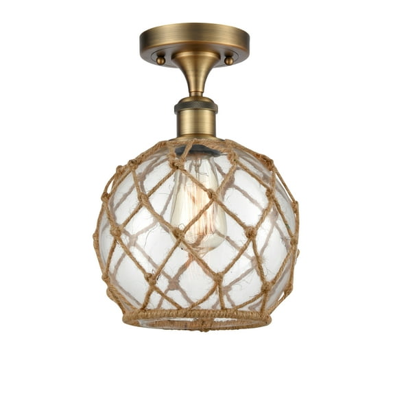 Innovations Lighting 516-1C-BB-G122-8RB Farmhouse Rope 8" Wide Semi-Flush Ceiling Fixture