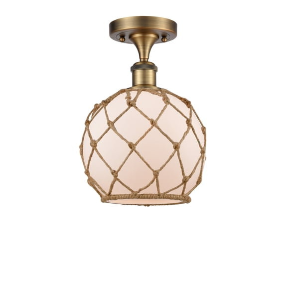Innovations Lighting 516-1C-BB-G121-8RB Farmhouse Rope 8" Wide Semi-Flush Ceiling Fixture