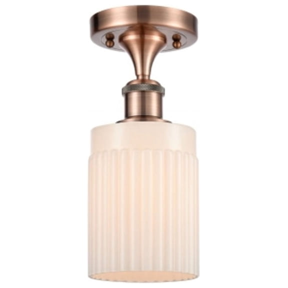 Innovations Lighting 516-1C-AC-G341 Hadley 5" Wide Semi-Flush Ceiling Fixture - Antique