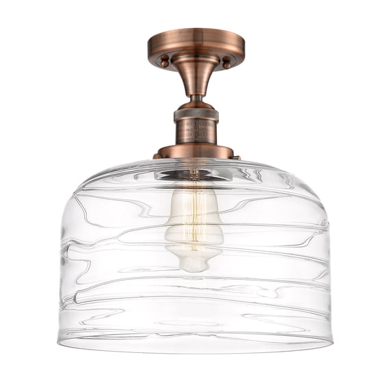 Innovations Lighting 517-1CH-AC-G713-L Bell 12" Wide Semi-Flush Ceiling Fixture - Antique