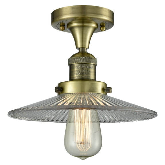 Innovations Lighting 517-1Ch Bare Bulb 1 Light 9" Wide Semi-Flush Ceiling Fixture - Brass