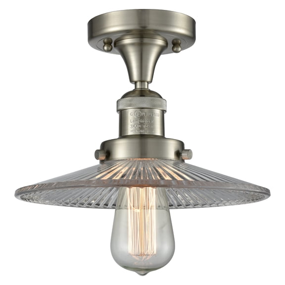 Innovations Lighting 517-1CH-SN-G2 Halophane 1 Light 9" Wide Semi-Flush Ceiling Fixture -