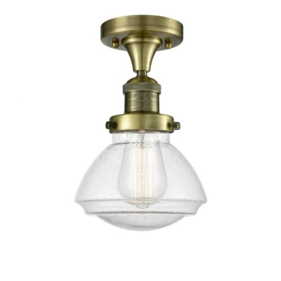 Innovations Lighting 517-1Ch Olean Olean 7" Wide Semi-Flush Ceiling Fixture - Brass
