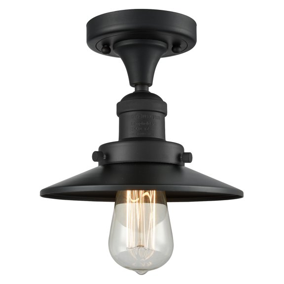 Innovations Lighting 517-1CH-BK-M6 Railroad 7" Wide Semi-Flush Ceiling Fixture - Black