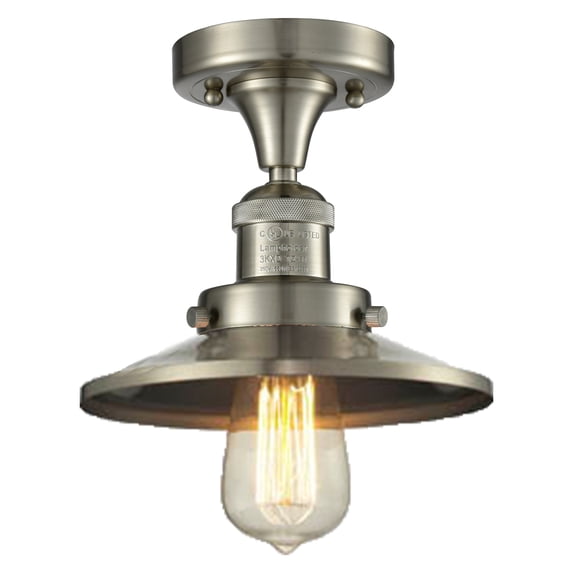 Innovations Lighting 517-1CH-SN-M2 Railroad 7" Wide Semi-Flush Ceiling Fixture - Nickel