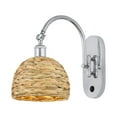 thumbnail image 1 of Innovations Lighting 518-1W-PC-RBD-8-NAT Woven Rattan 13" Tall Wall Sconce - Polished, 1 of 2