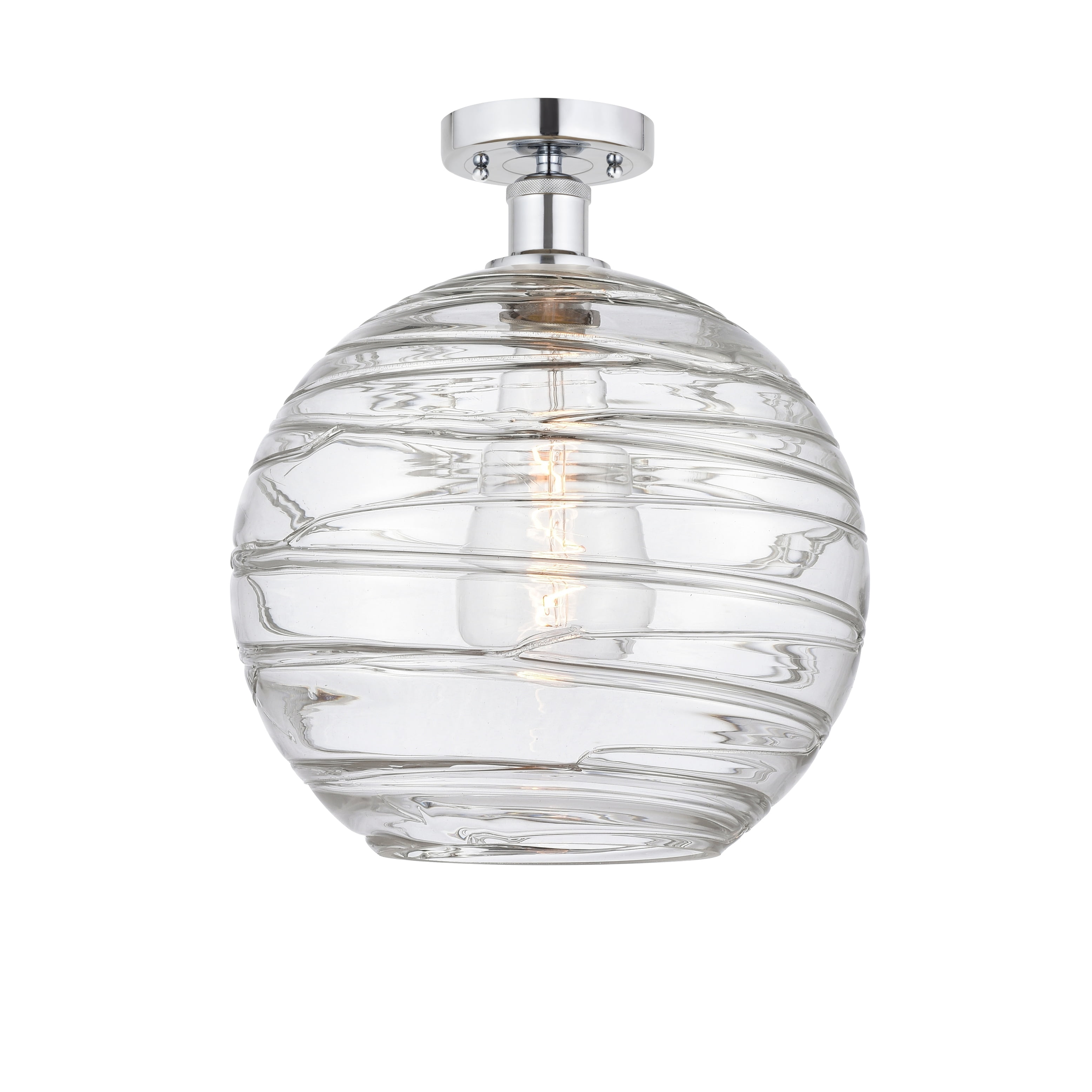 Athens Deco Swirl 12" Chrome & Glass Indoor/Outdoor Semi-Flush Light