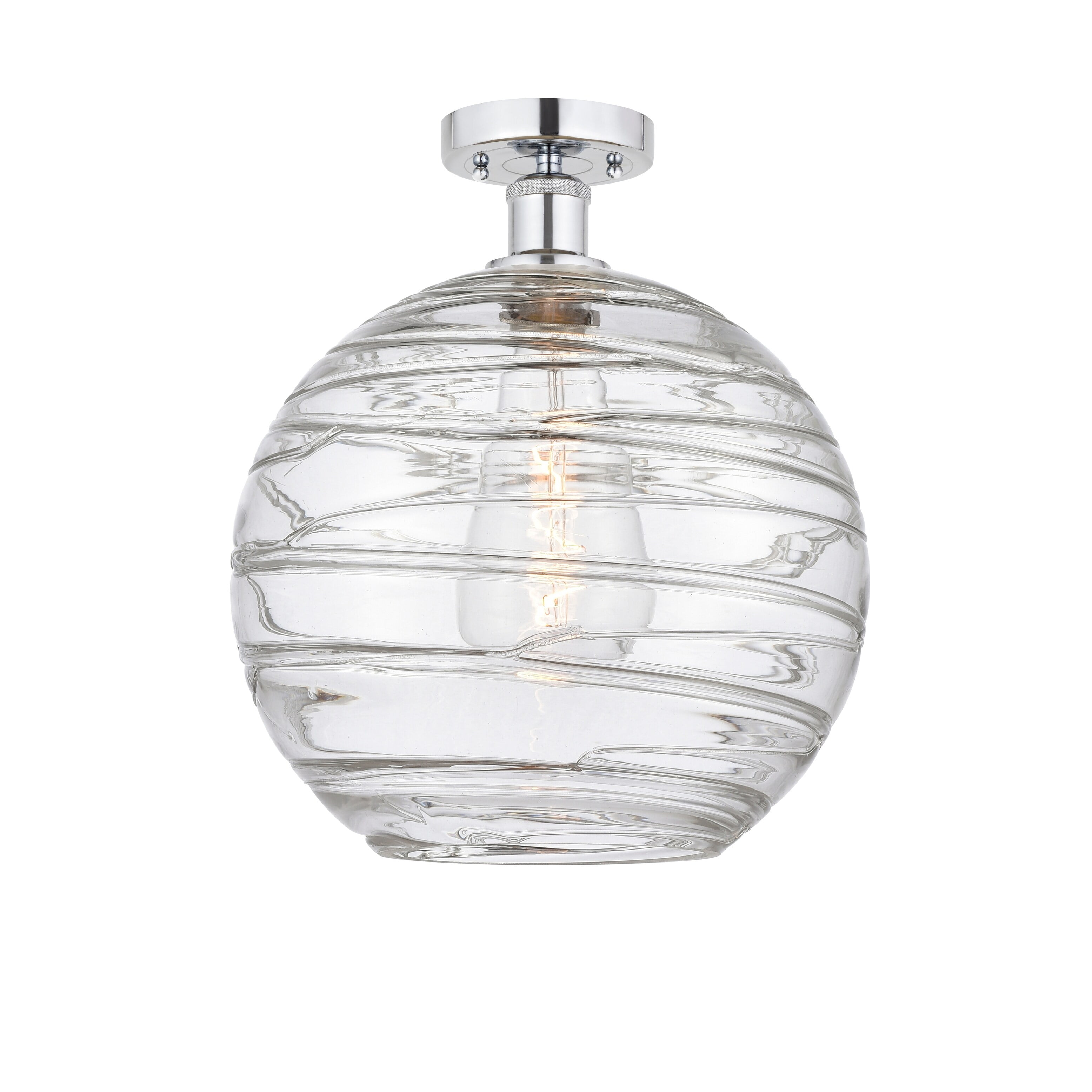 Athens Deco Swirl 12" Chrome & Glass Indoor/Outdoor Semi-Flush Light