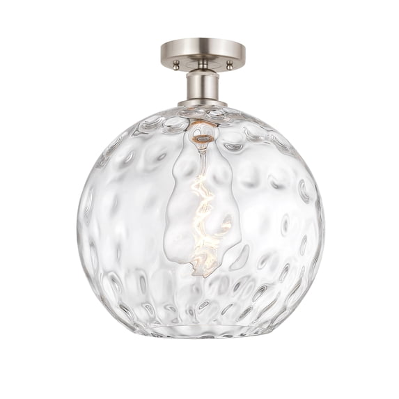 Innovations Lighting 616-1F-SN-G1215-12 Athens 12" Wide Semi-Flush Globe Ceiling Fixture -
