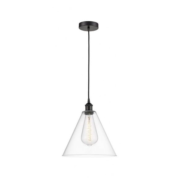 616-1P-BK-GBC-122-Innovations Lighting-Berkshire - 1 Light Cord Hung Mini Pendant In Modern Style-14 Inches Tall and 12 Inches Wide-Matte Black