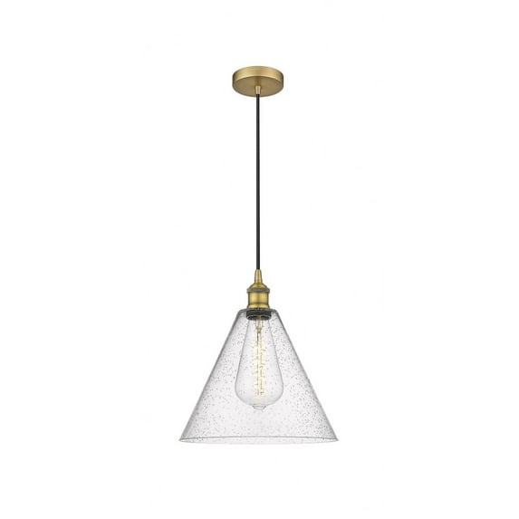 616-1P-BB-GBC-124 Innovations Lighting Berkshire - 1 Light Cord Hung Mini Pendant In Modern Style-14 Inches Tall and 12 Inches Wide-Brushed Brass