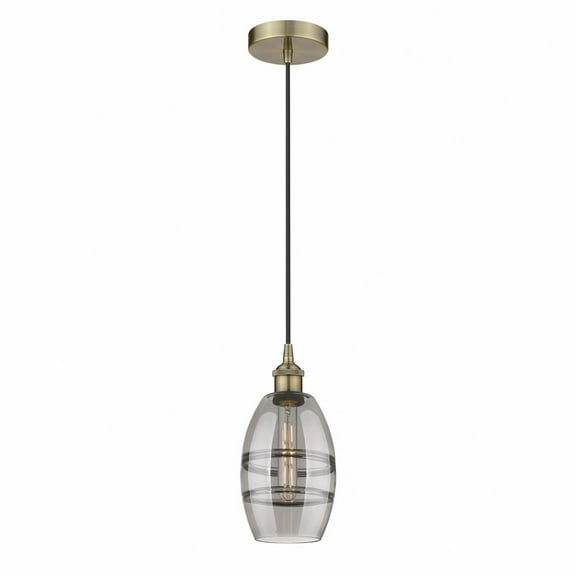 616-1P-AB-G557-6SM Innovations Lighting Vaz - 1 Light Cord Hung Mini Pendant In Industrial Style-8.13 Inches Tall and 5.88 Inches Wide-Antique Brass
