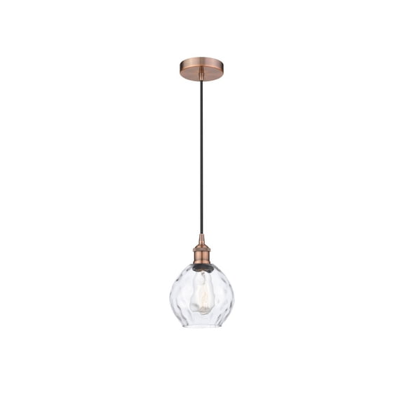 616-1P-AC-G362 Innovations Lighting Waverly - 1 Light Mini Pendant In Industrial Style-9.25 Inches Tall and 6 Inches Wide-Antique Copper Finish-Clear