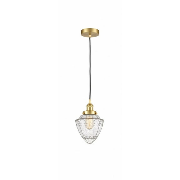 616-1PH-SG-G664-7 Innovations Lighting Bullet - 1 Light Cord Hung Mini Pendant In Modern Style-12 Inches Tall and 7 Inches Wide-Satin Gold