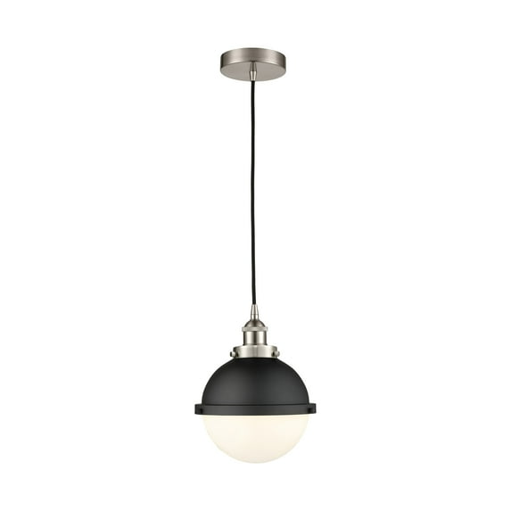Innovations Lighting Hampden - 1 Light 9" Cord Hung Mini Pendant Satin Nickel/Matte White