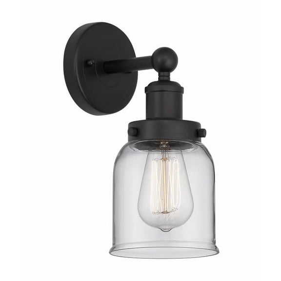 616-1W-BK-G52 Innovations Lighting Bell - 1 Light Wall Sconce In Industrial Style-10 Inches Tall and 6.5 Inches Wide-Matte Black Finish-Clear Glass